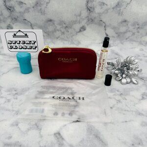 Coach Wild Rose Gift Set-EDP Rose Sweet-Maroon Pouch&Travel 7.5ml,0.25oz-2pc-NEW